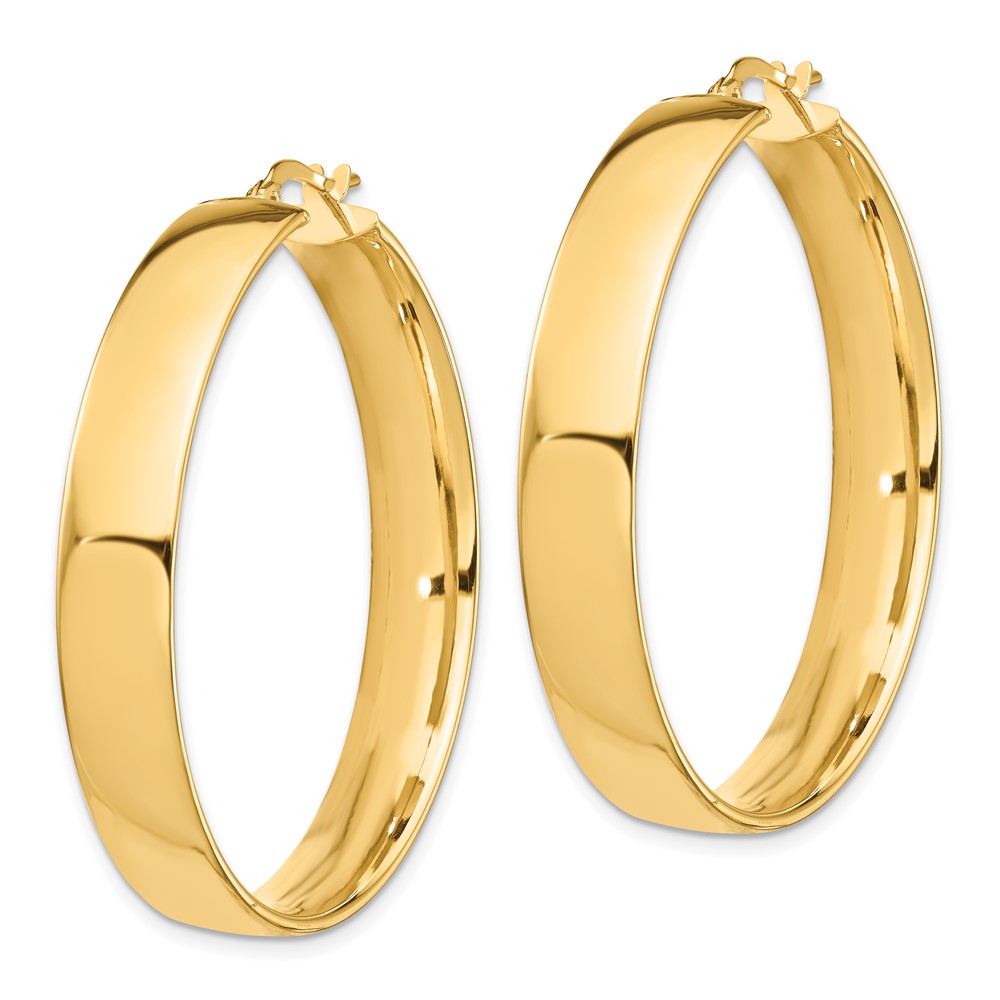 14K Gelbgold Hoch Poliert 7mm Creolen