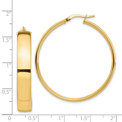 14K Gelbgold Hoch Poliert 7mm Creolen