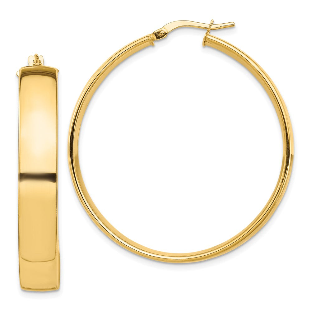 14K Gelbgold Hoch Poliert 7mm Creolen