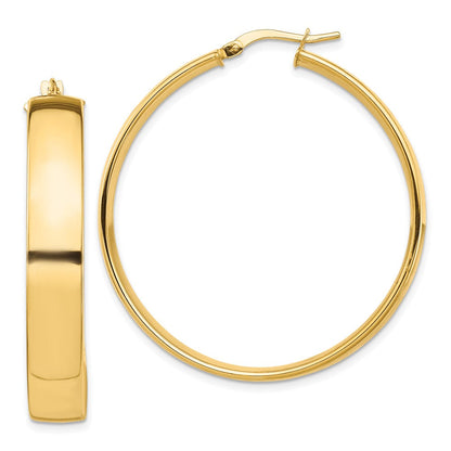 14K Gelbgold Hoch Poliert 7mm Creolen