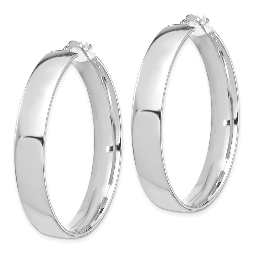 14K Weißgold Hoch Poliert 7mm Creolen