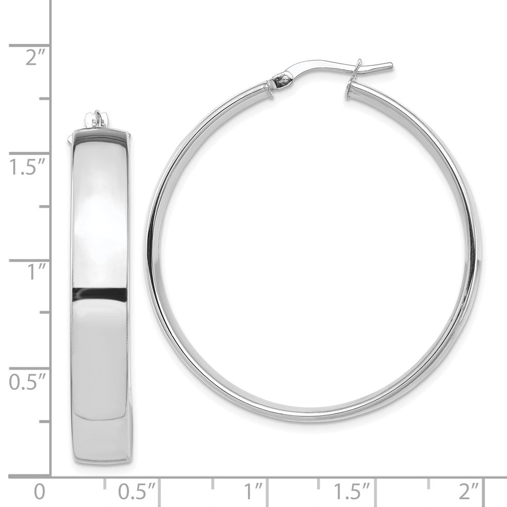 14K Weißgold Hoch Poliert 7mm Creolen