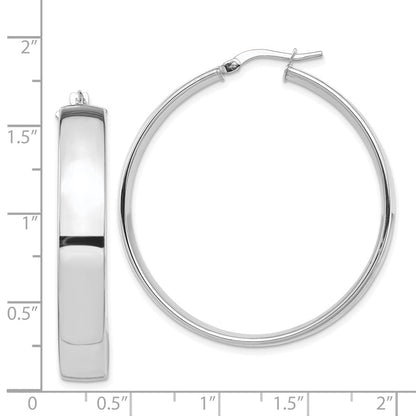 14K Weißgold Hoch Poliert 7mm Creolen