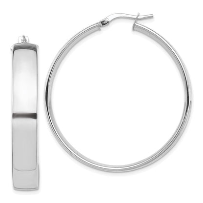 14K Weißgold Hoch Poliert 7mm Creolen