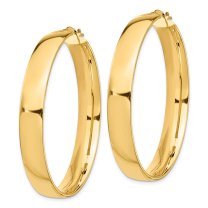 14K Gelbgold Hoch Poliert 7mm Creolen
