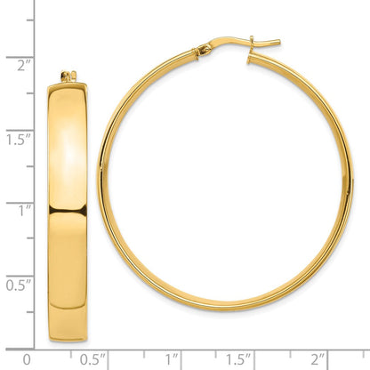 14K Gelbgold Hoch Poliert 7mm Creolen