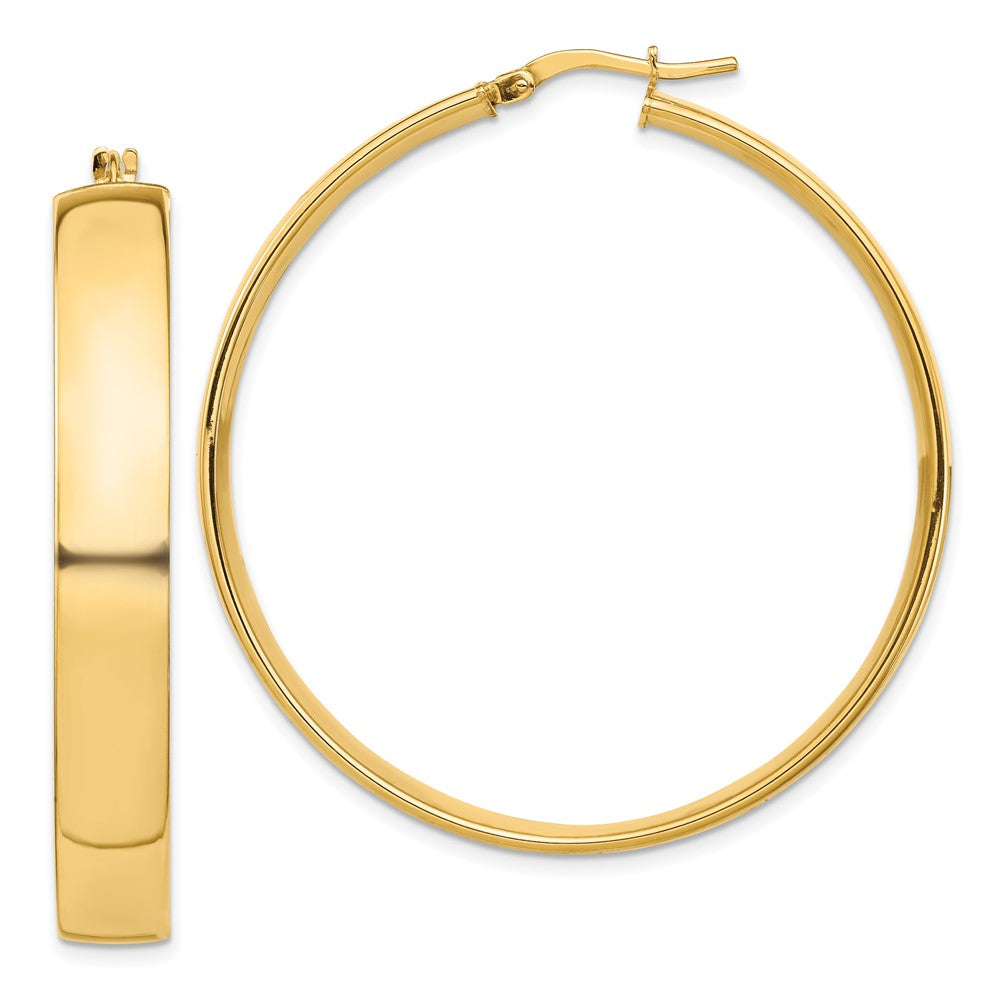 14K Gelbgold Hoch Poliert 7mm Creolen