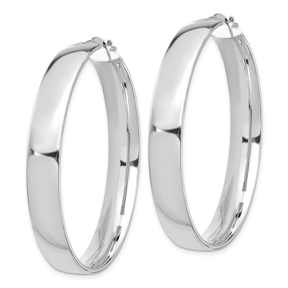 14K Weißgold Hoch Poliert 7mm Creolen