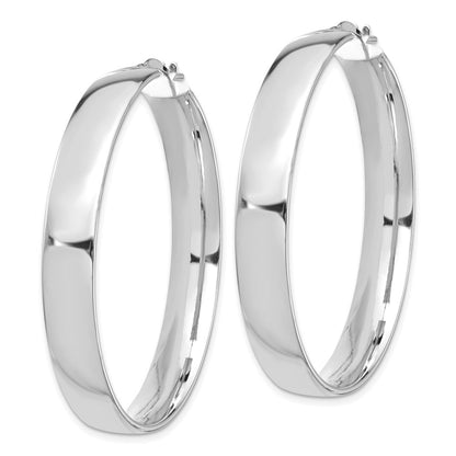 14K Weißgold Hoch Poliert 7mm Creolen