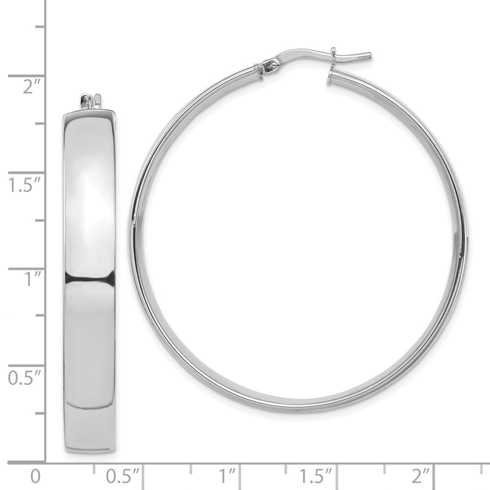 14K Weißgold Hoch Poliert 7mm Creolen