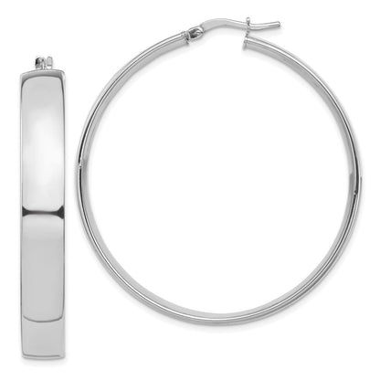 14K Weißgold Hoch Poliert 7mm Creolen