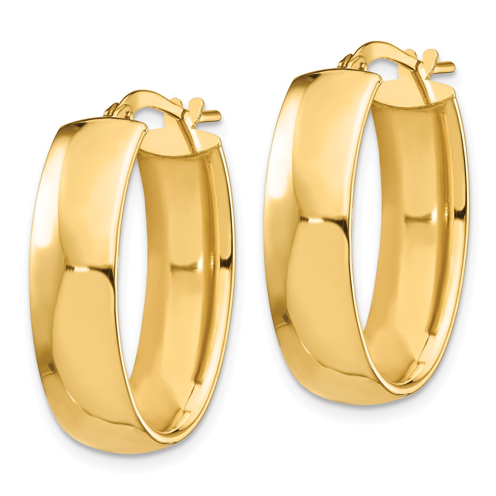 14K Gelbgold Hoch Poliert 7mm Oval Creolen