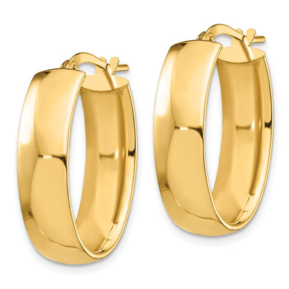 14K Gelbgold Hoch Poliert 7mm Oval Creolen