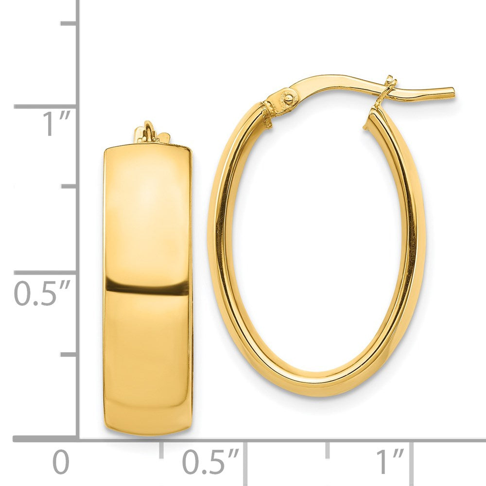 14K Gelbgold Hoch Poliert 7mm Oval Creolen