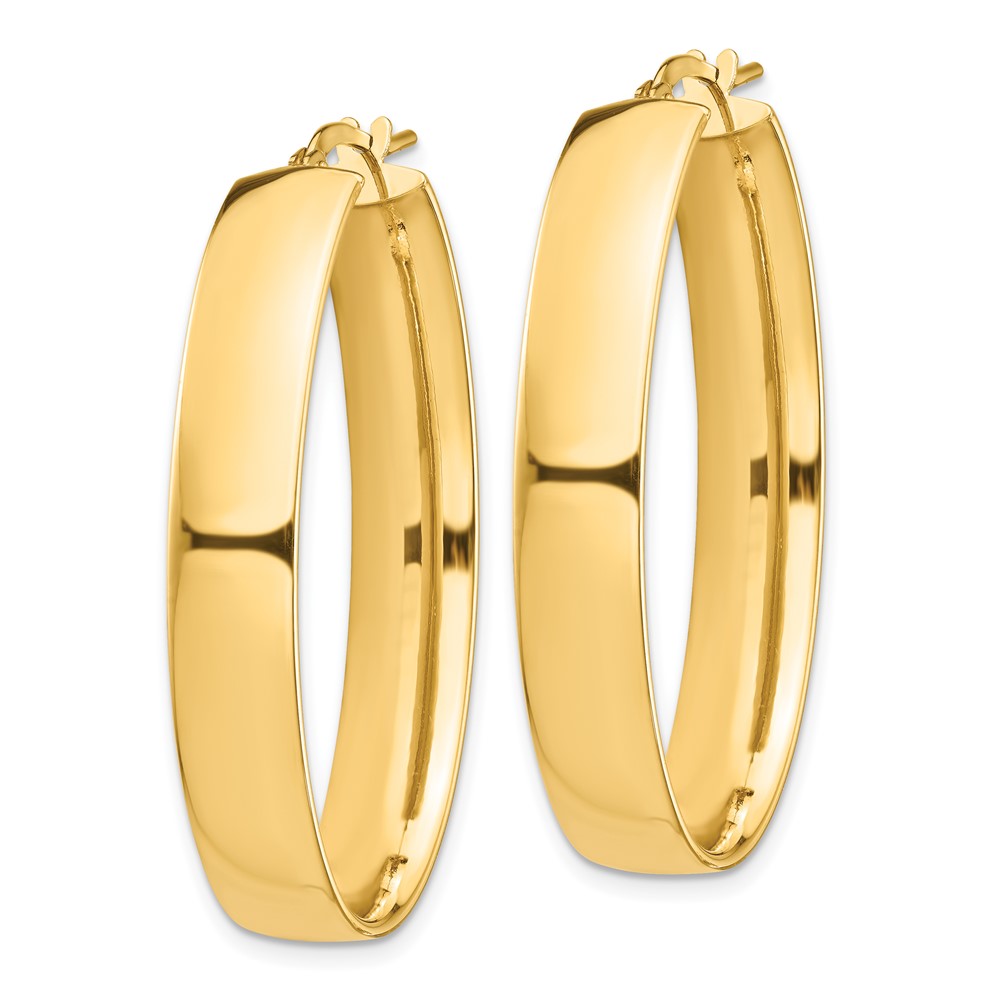 14K Gelbgold Hoch Poliert 7mm Oval Creolen