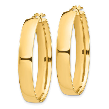 14K Gelbgold Hoch Poliert 7mm Oval Creolen