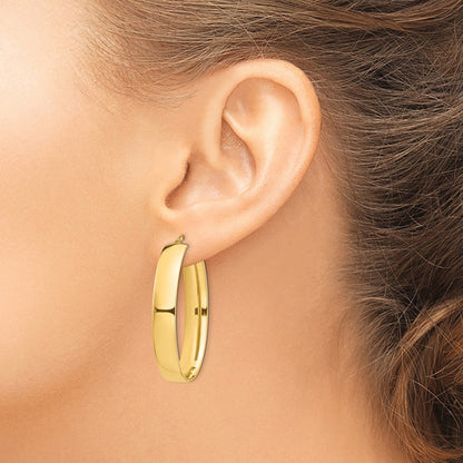 14K Gelbgold Hoch Poliert 7mm Oval Creolen