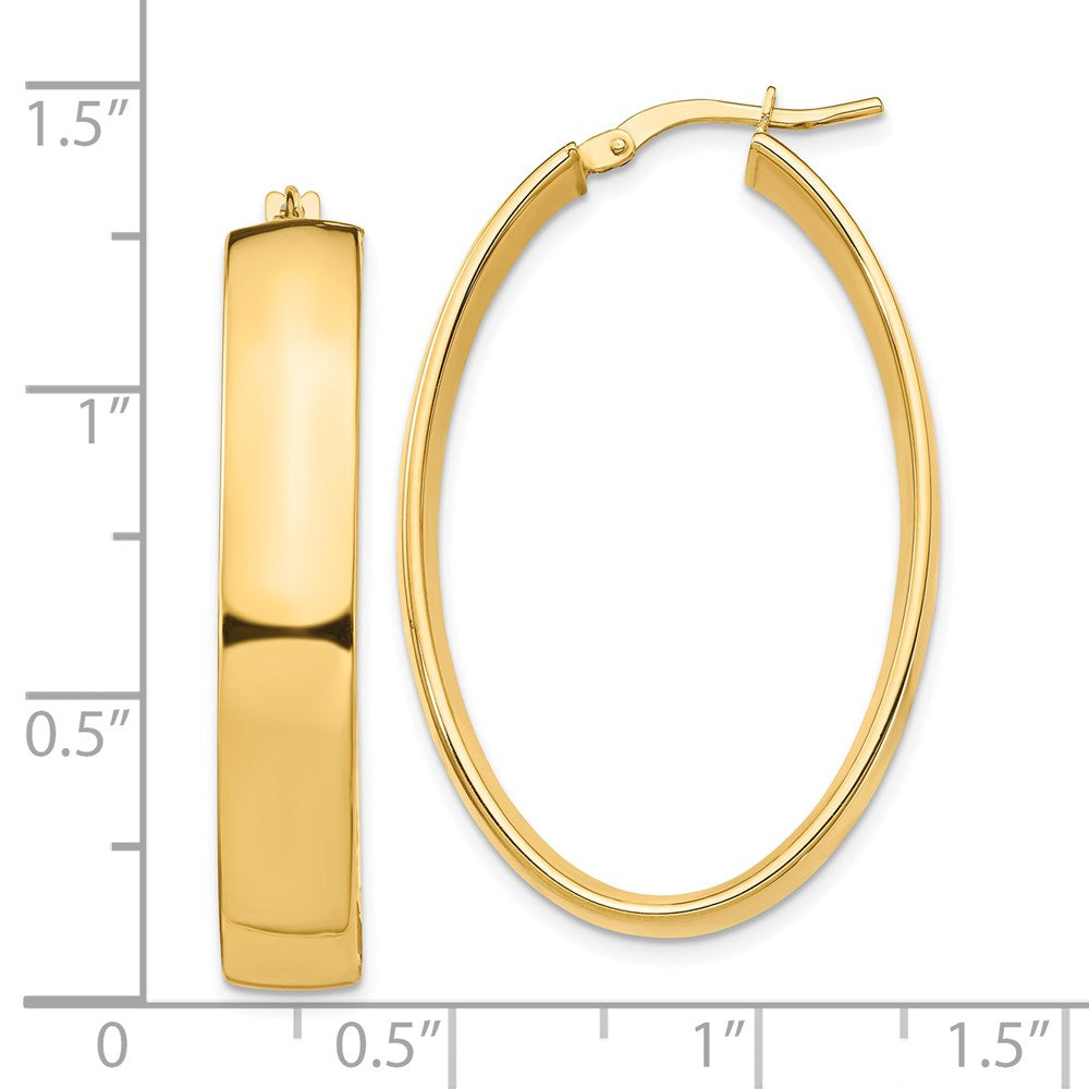 14K Gelbgold Hoch Poliert 7mm Oval Creolen