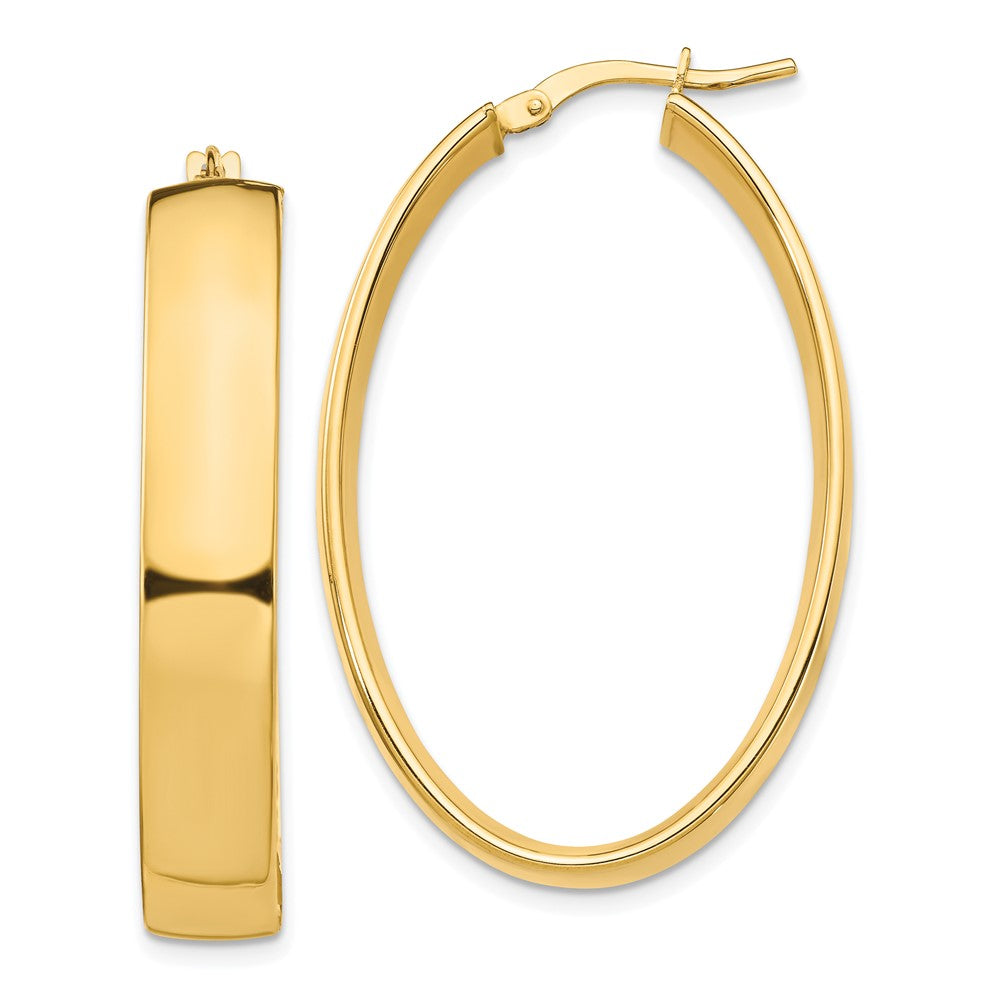 14K Gelbgold Hoch Poliert 7mm Oval Creolen