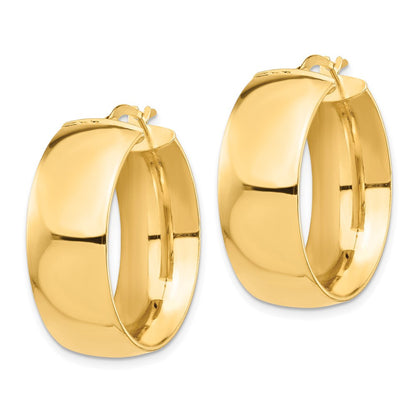 14K Gelbgold Hoch Poliert Klein 10mm Creolen