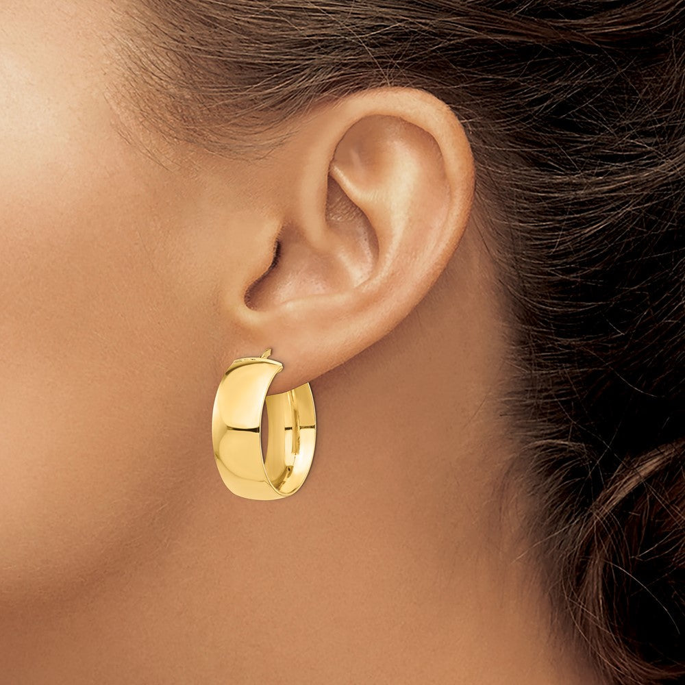 14K Gelbgold Hoch Poliert Klein 10mm Creolen