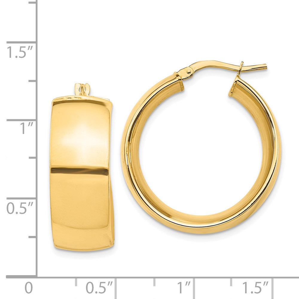 14K Gelbgold Hoch Poliert Klein 10mm Creolen
