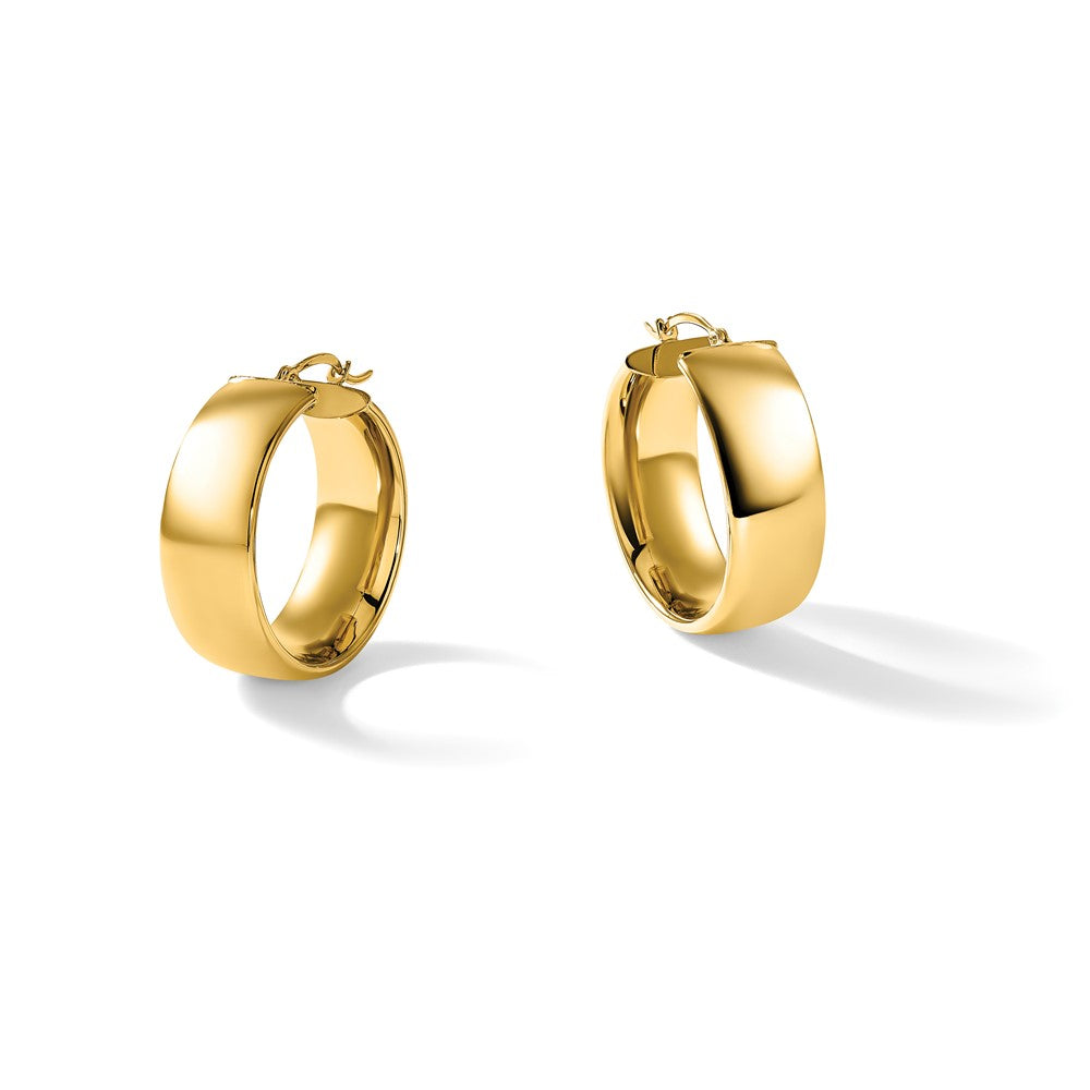 14K Gelbgold Hoch Poliert Klein 10mm Creolen