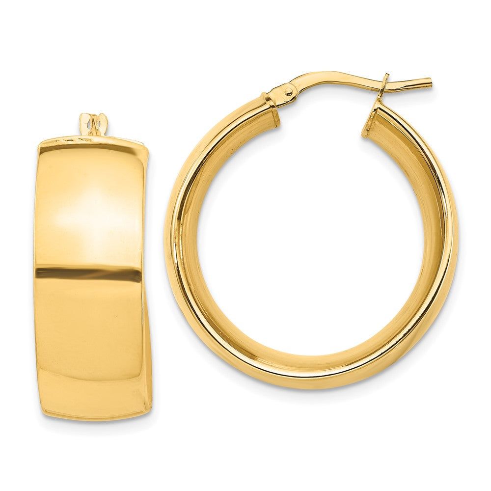14K Gelbgold Hoch Poliert Klein 10mm Creolen