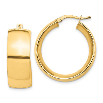 14K Gelbgold Hoch Poliert Klein 10mm Creolen