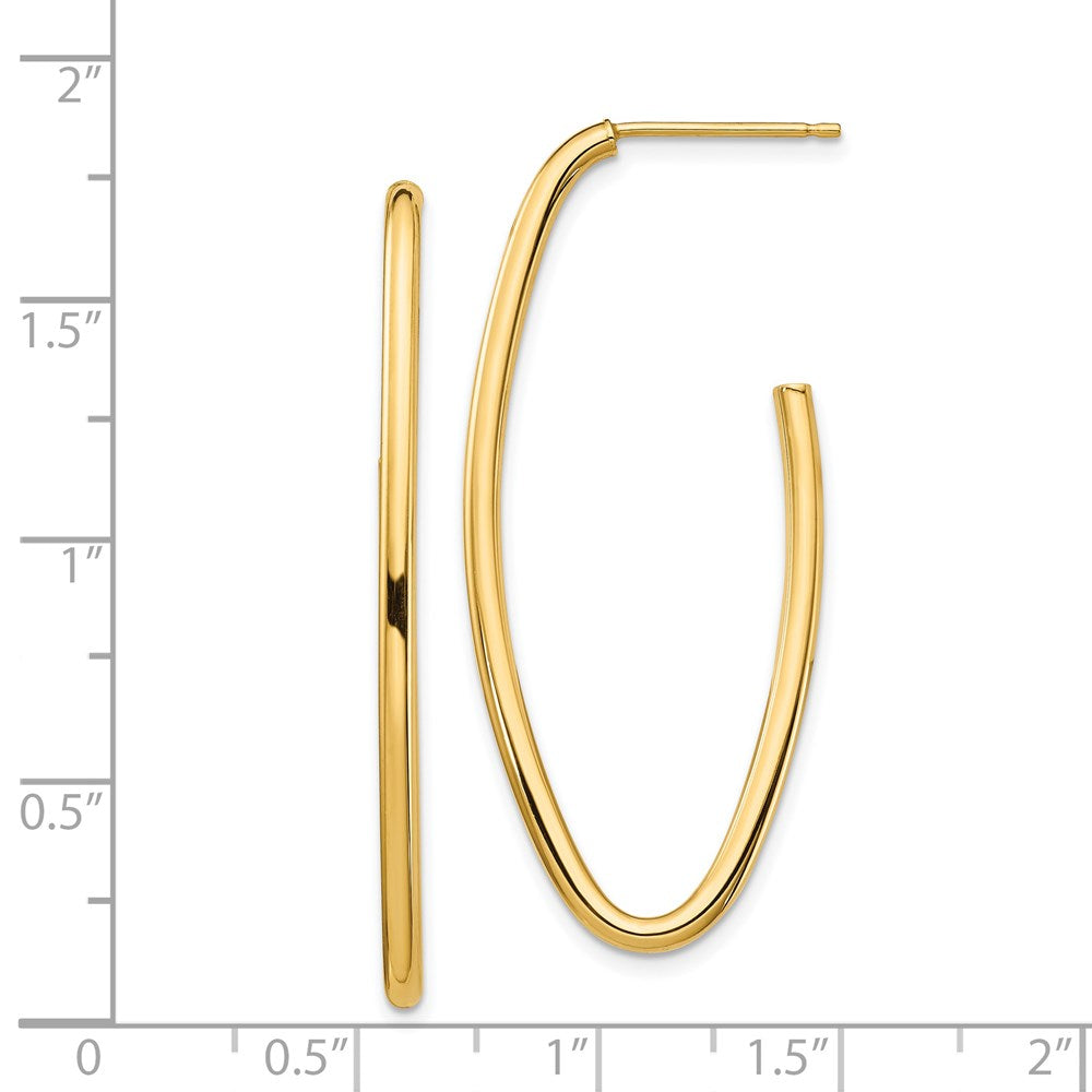 14K Gelbgold Poliert Pointed Oval Stecker Ohrhänger