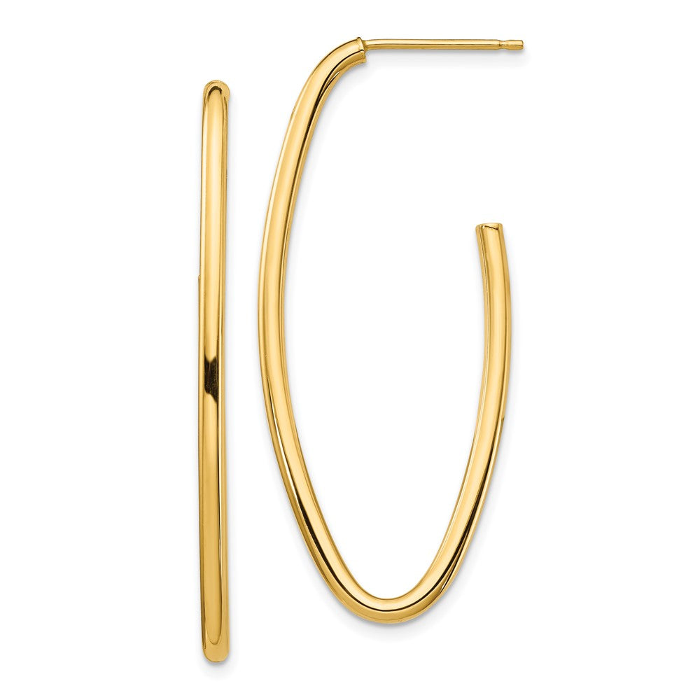 14K Gelbgold Poliert Pointed Oval Stecker Ohrhänger