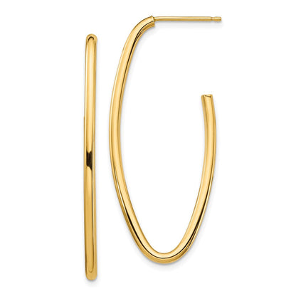 14K Gelbgold Poliert Pointed Oval Stecker Ohrhänger