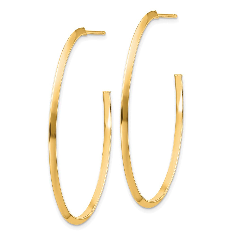 14K Gelbgold Poliert Messer Kante Oval 2mm Stecker Ohrhänger