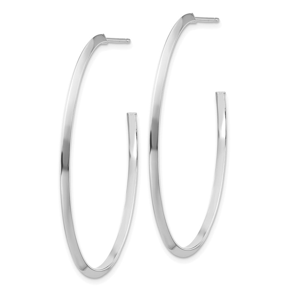 14K Weißgold Poliert Messer Kante Oval 2mm Stecker Ohrhänger