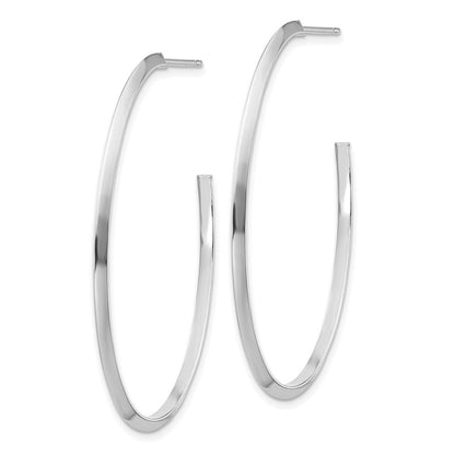14K Weißgold Poliert Messer Kante Oval 2mm Stecker Ohrhänger