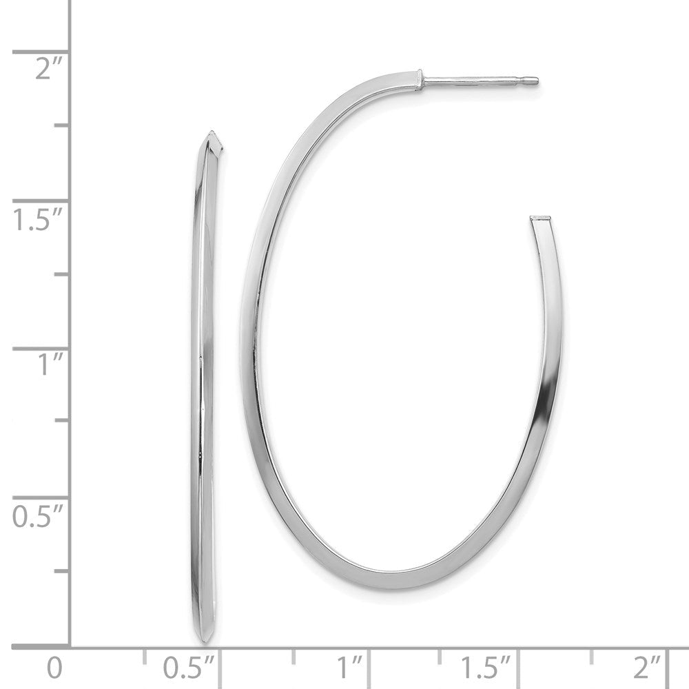14K Weißgold Poliert Messer Kante Oval 2mm Stecker Ohrhänger