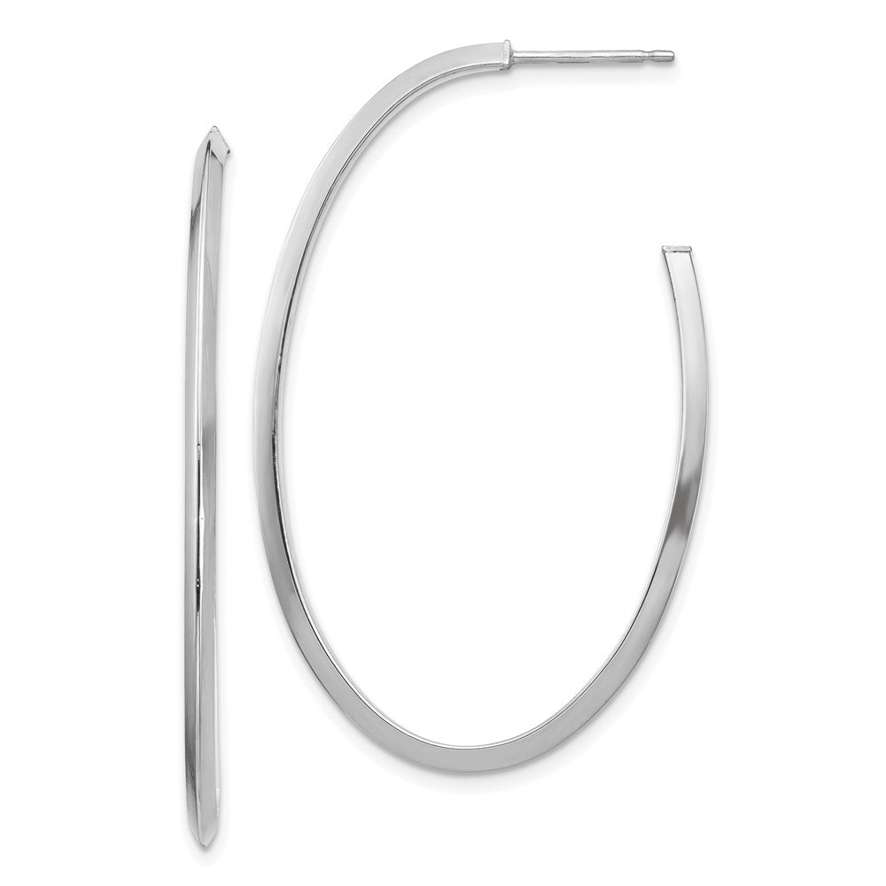 14K Weißgold Poliert Messer Kante Oval 2mm Stecker Ohrhänger