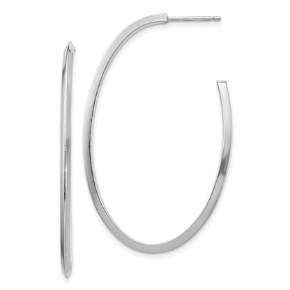 14K Weißgold Poliert Messer Kante Oval 2mm Stecker Ohrhänger
