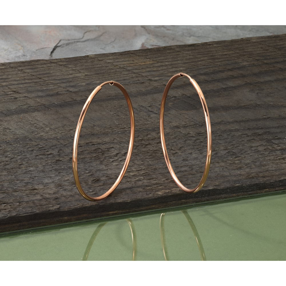 14K Roségold 1.5mm Poliert Endlos Creolen
