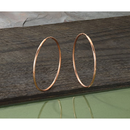14K Roségold 1.5mm Poliert Endlos Creolen
