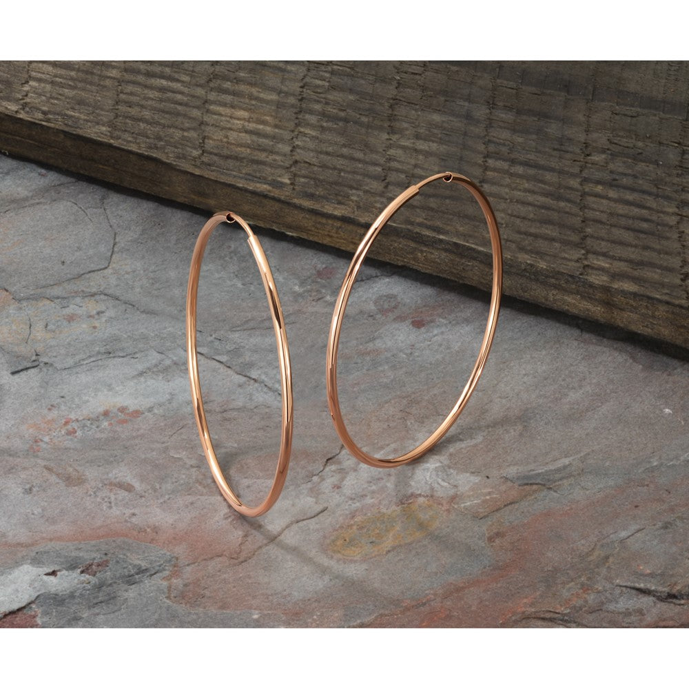 14K Roségold 1.5mm Poliert Endlos Creolen