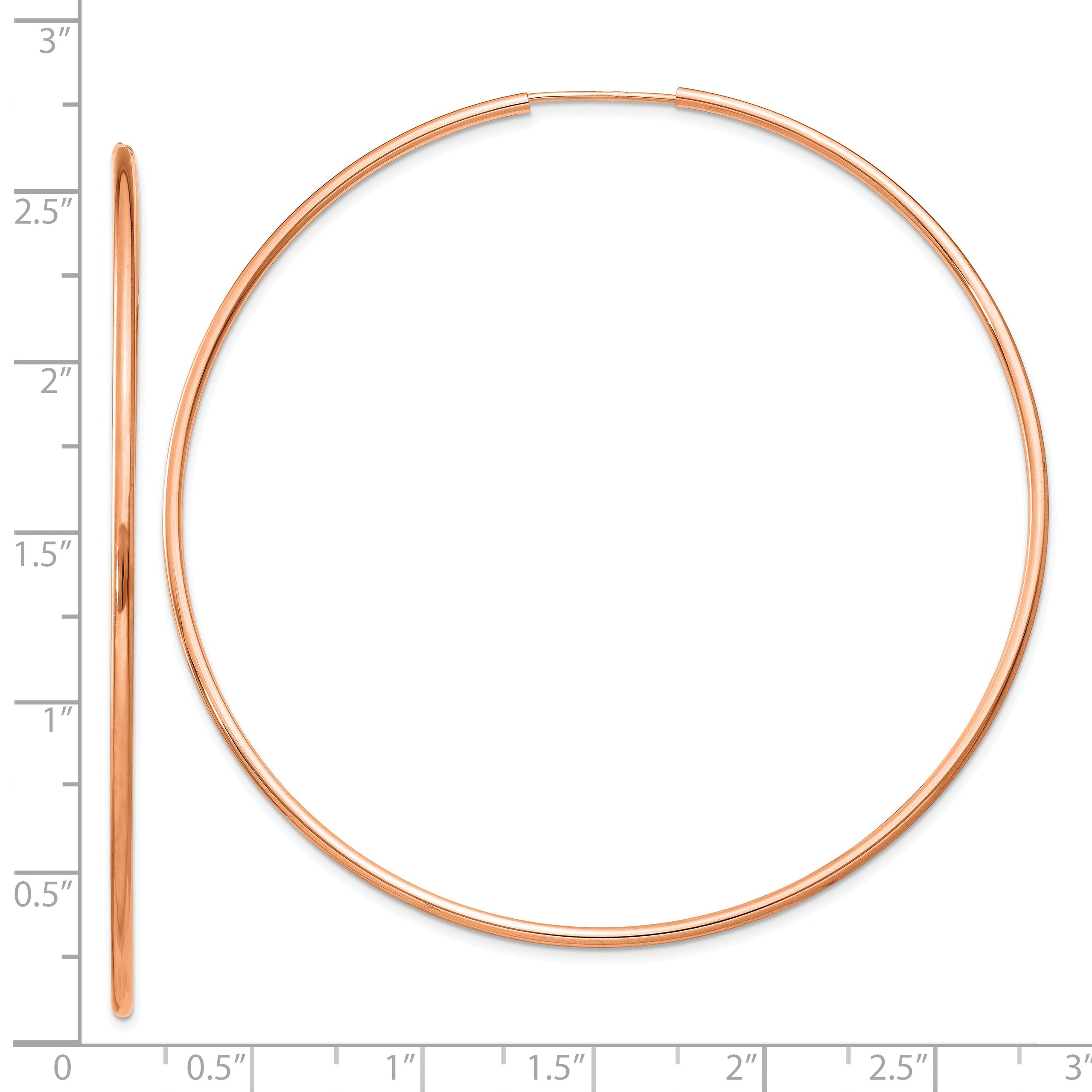 14K Roségold 1.5mm Poliert Endlos Creolen