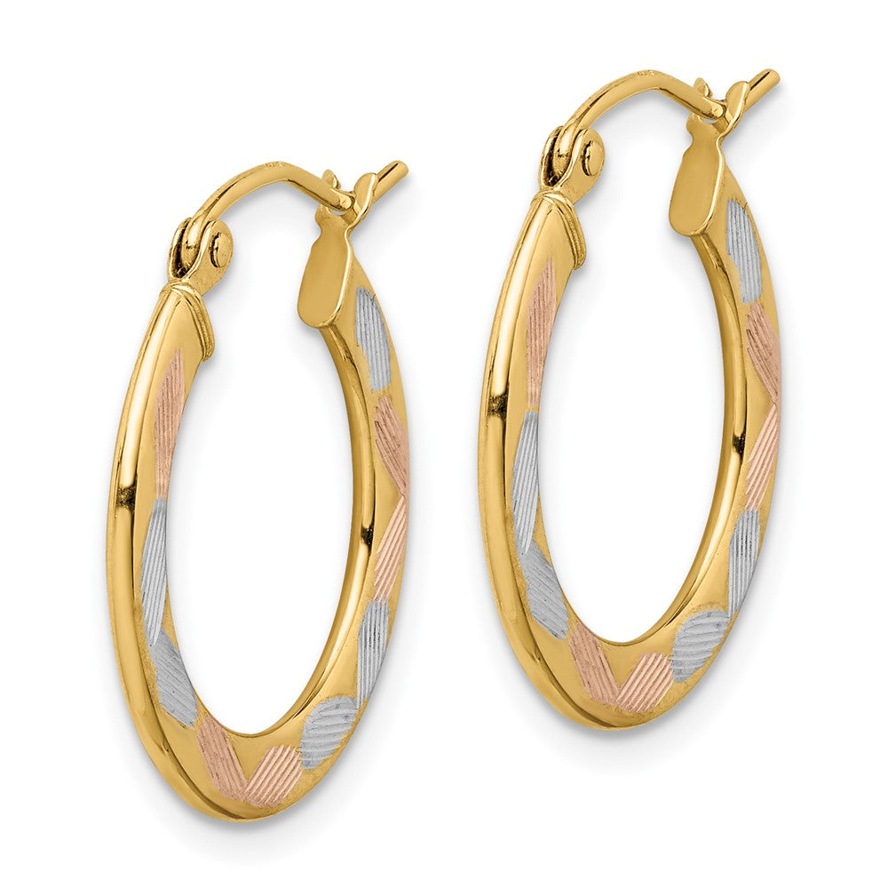 14K Gelb & Rhodium mit Weiß und Rose Diamantiert Creolen