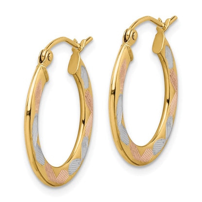 14K Gelb & Rhodium mit Weiß und Rose Diamantiert Creolen