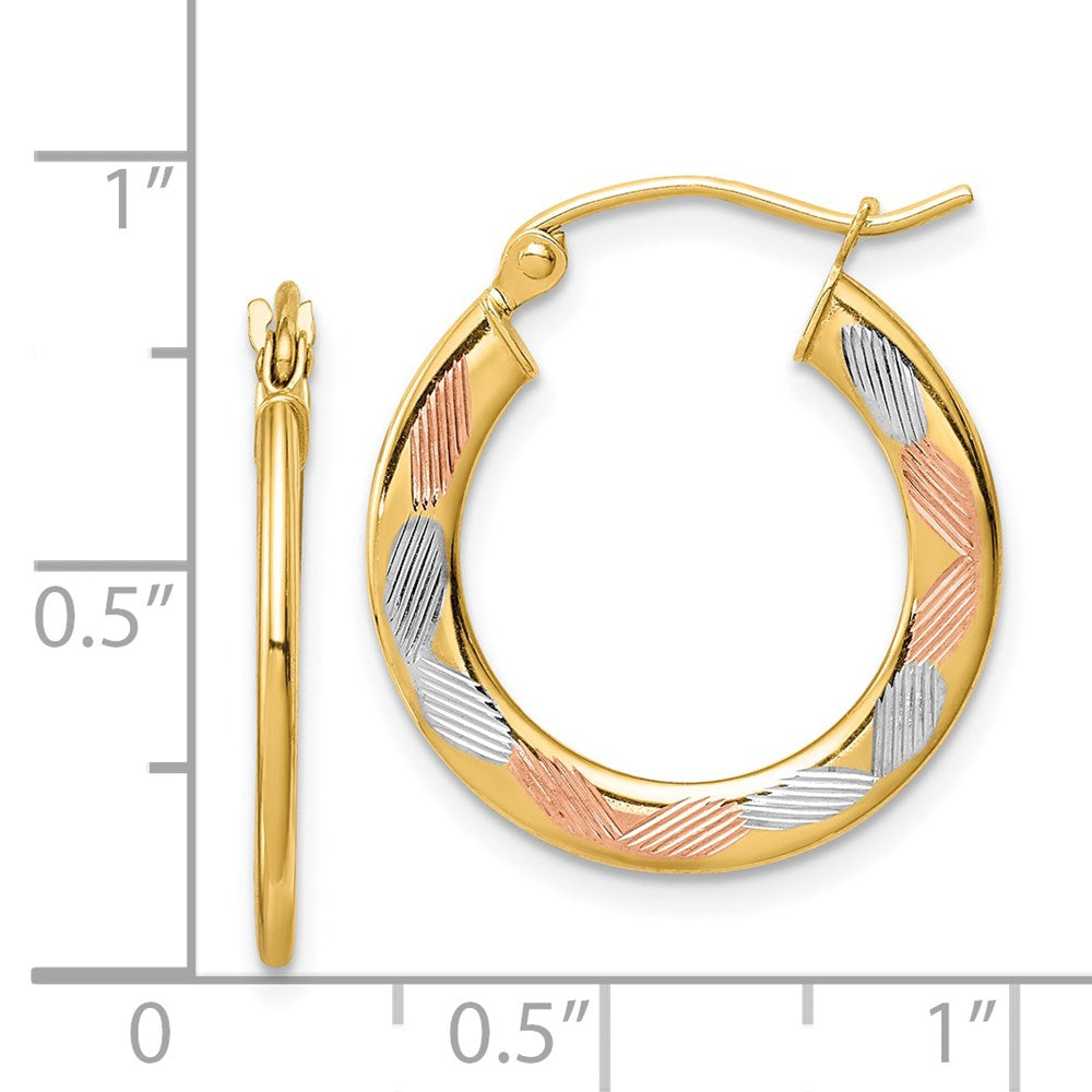 14K Gelb & Rhodium mit Weiß und Rose Diamantiert Creolen