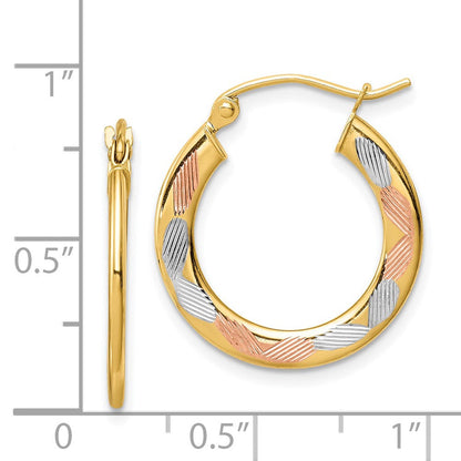 14K Gelb & Rhodium mit Weiß und Rose Diamantiert Creolen