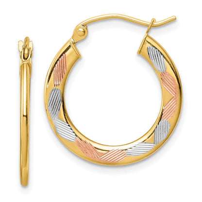 14K Gelb & Rhodium mit Weiß und Rose Diamantiert Creolen