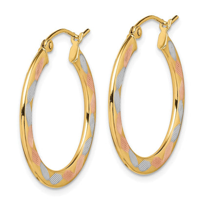 14K Gelb & Rhodium mit Weiß und Rose Diamantiert Creolen