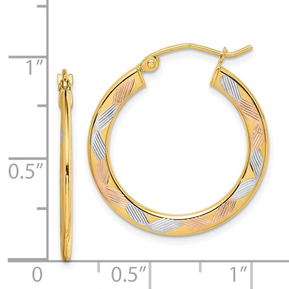 14K Gelb & Rhodium mit Weiß und Rose Diamantiert Creolen