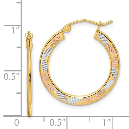 14K Gelb & Rhodium mit Weiß und Rose Diamantiert Creolen